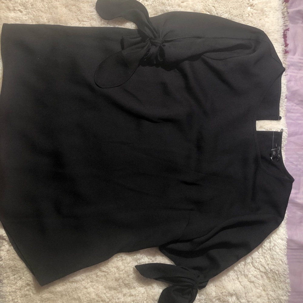 Black shortsleeved petite Ann Taylor blouse.